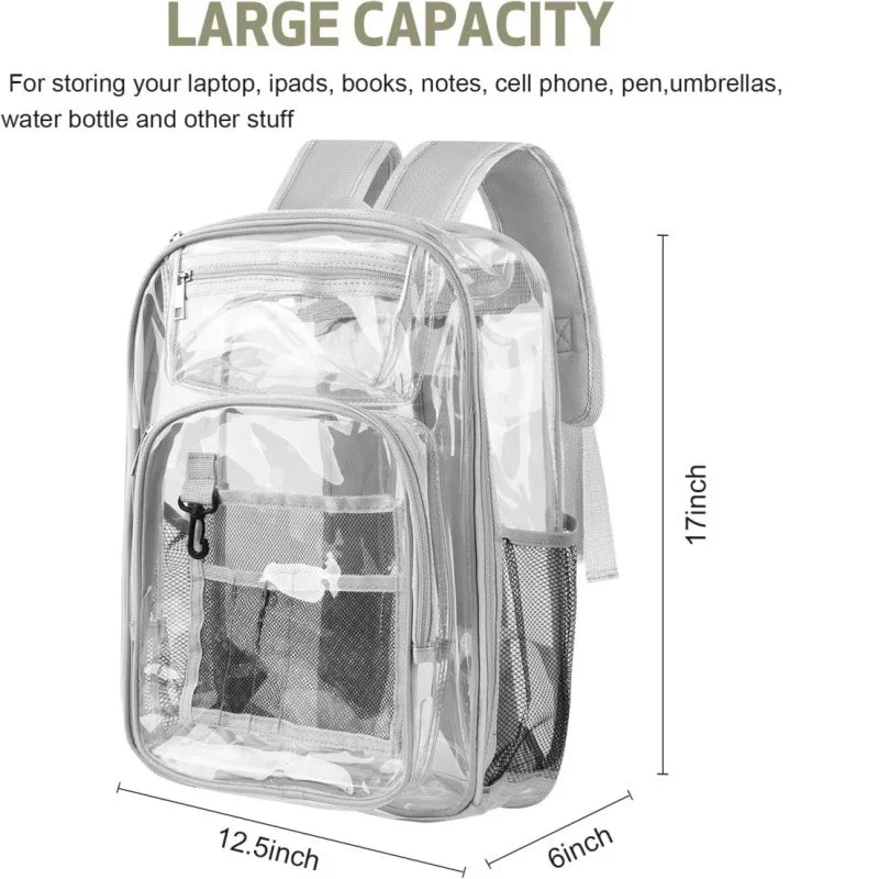 Backpack Waterproof Transparent School Bag Girl Large Capacity Backpack Solid Clear Backpack Men Fashion Transparent Plastic Bag