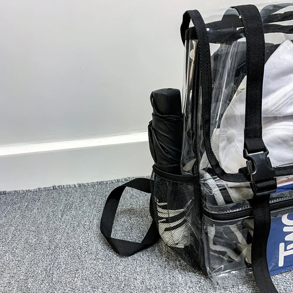 Transparent PVC Laptop Backpack Waterproof Fashion Student Book Bags Unisex Large Capacity Clear Backpack Stadium Approved