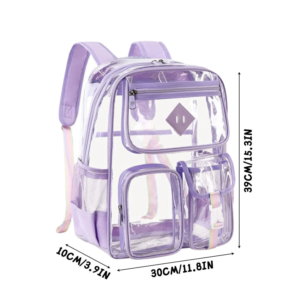 2025 Transparent Backpack Pvc Large Capacity Backpack Waterproof Backpack Outdoor Fitness Sports Visual Backpack Schoolbag