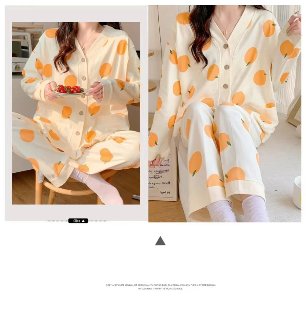 Nursing Clothes 2 Pieces Pajamas Maternity Clothes Home Clothes Spring And Autumn Confinement Clothes Summer Nursing Pajamas