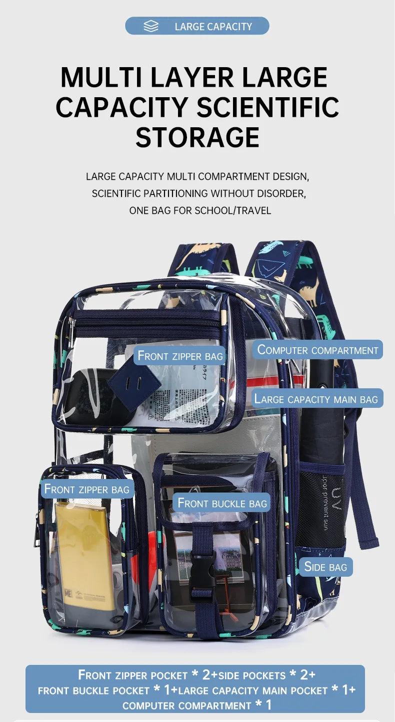 Women's Large Capacity Travel Backpack for Man Waterproof Casual eenagers College School Bag  Clear Backpack