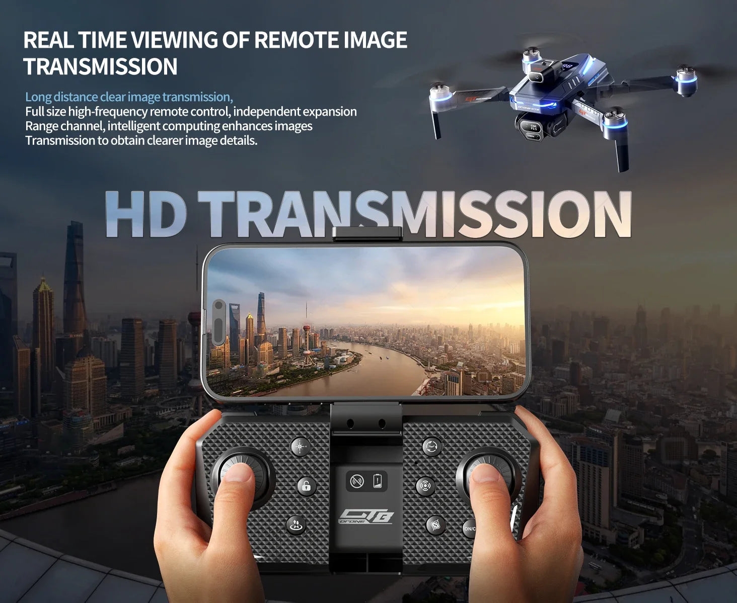GT8 RC Drone Optical Flow 8K Three Camera Brushless Drone WIFI Electric Charge Display Screen Professional Aerial Drone