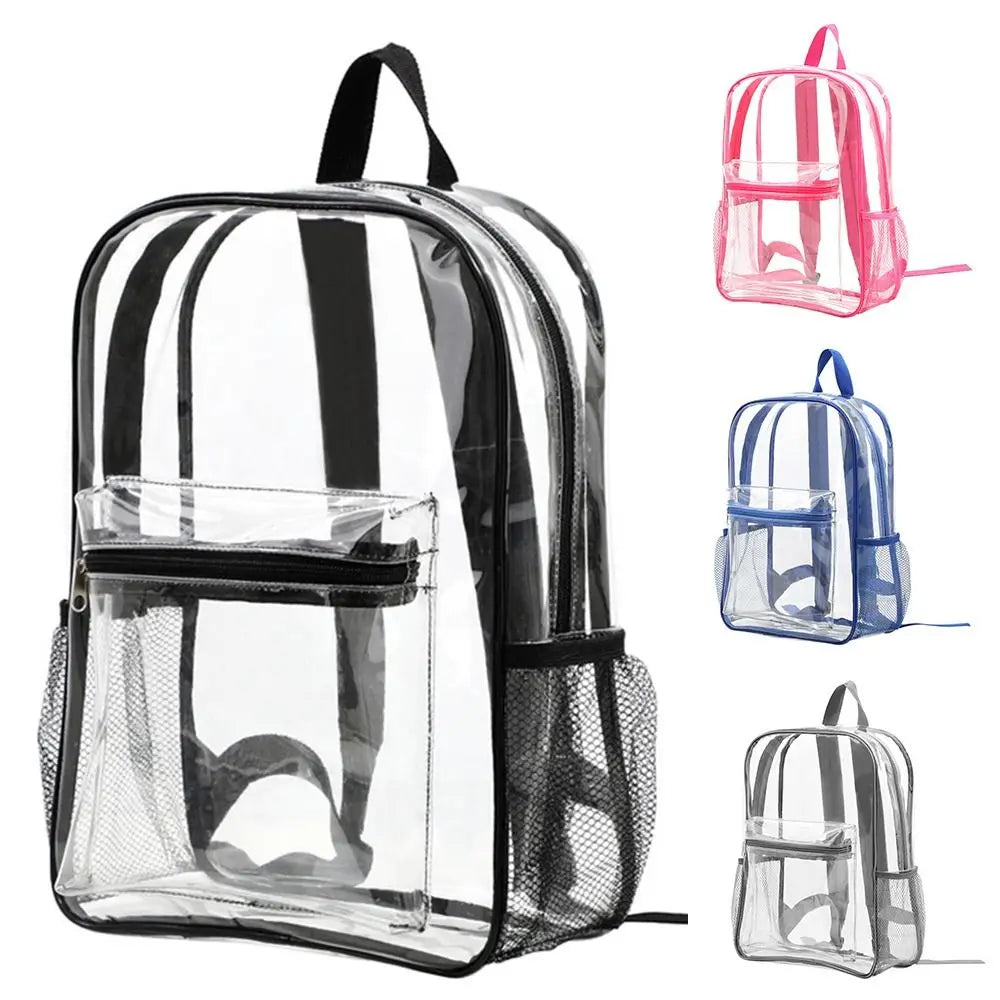 Transparent PVC Outdoor Sports Fitness Knapsack Casual Travel Visible Backpack Large Capacity Waterproof Shoulders Bag
