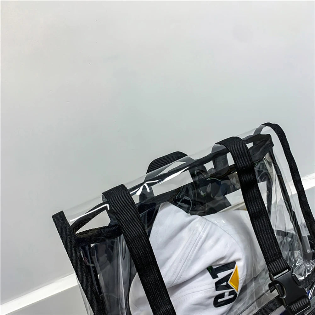 Transparent PVC Women Backpack Solid Color Casual Clear Waterproof Student School Bags Fashion Travel Rucksack for Men Women