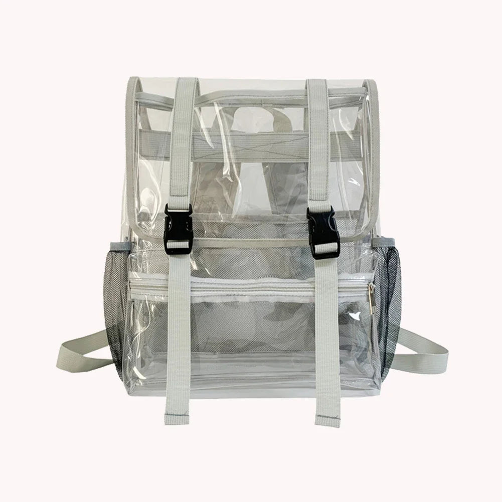 Transparent PVC Laptop Backpack Waterproof Fashion Student Book Bags Unisex Large Capacity Clear Backpack Stadium Approved