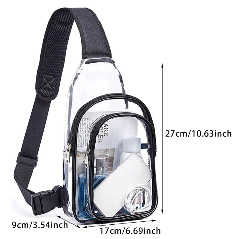 Clear Shoulder Bag Large Capacity Mini Multipurpose Casual PVC Chest Daypack for Cycling Stadium travel Waist Bag For Men Women