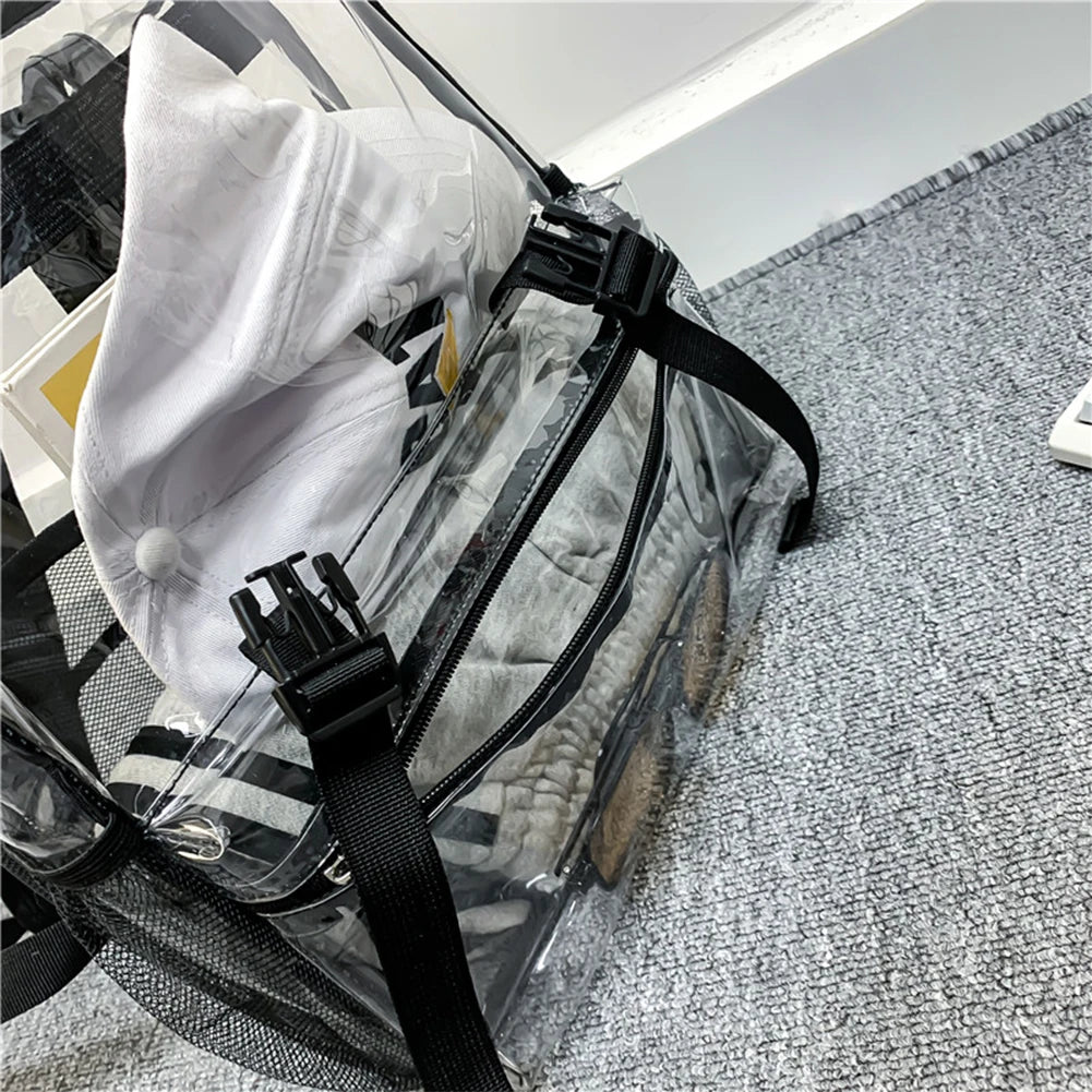 Transparent PVC Women Backpack Solid Color Casual Clear Waterproof Student School Bags Fashion Travel Rucksack for Men Women