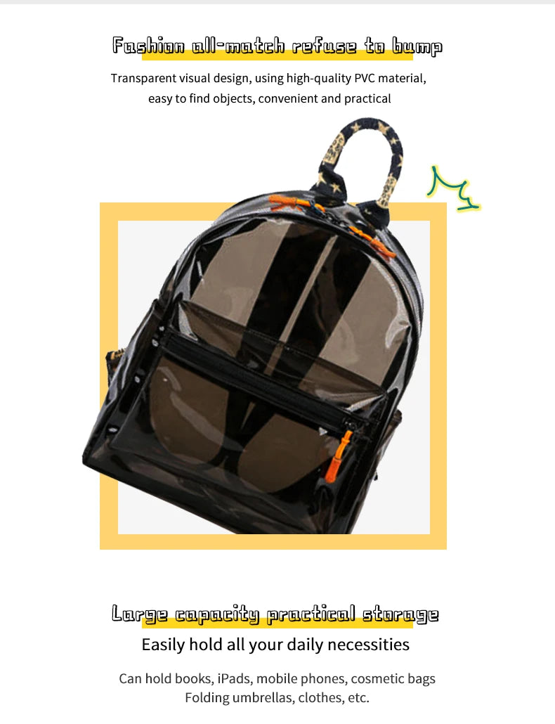 TINTAT Fashion Clear Women Backpack Transparent Mini Cute Backpack Travel School Backpack Student Bag For Girls Child Mochila