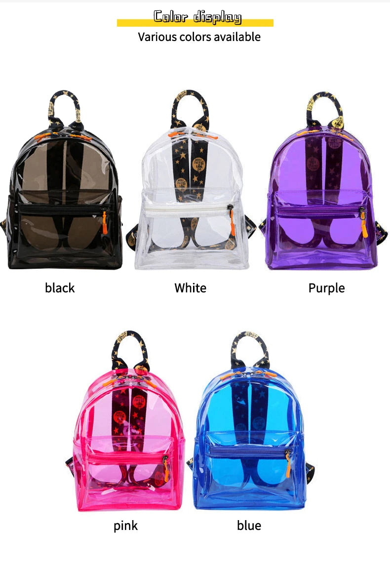 TINTAT Fashion Clear Women Backpack Transparent Mini Cute Backpack Travel School Backpack Student Bag For Girls Child Mochila