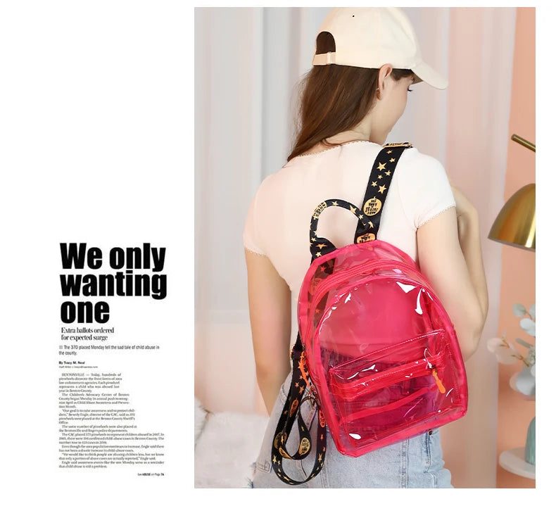 TINTAT Fashion Clear Women Backpack Transparent Mini Cute Backpack Travel School Backpack Student Bag For Girls Child Mochila