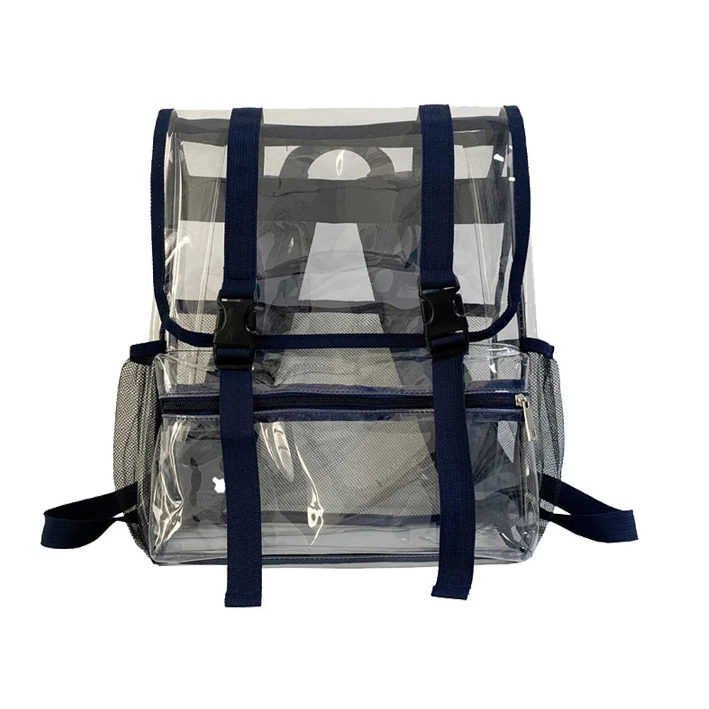 Transparent PVC Laptop Backpack Waterproof Fashion Student Book Bags Unisex Large Capacity Clear Backpack Stadium Approved