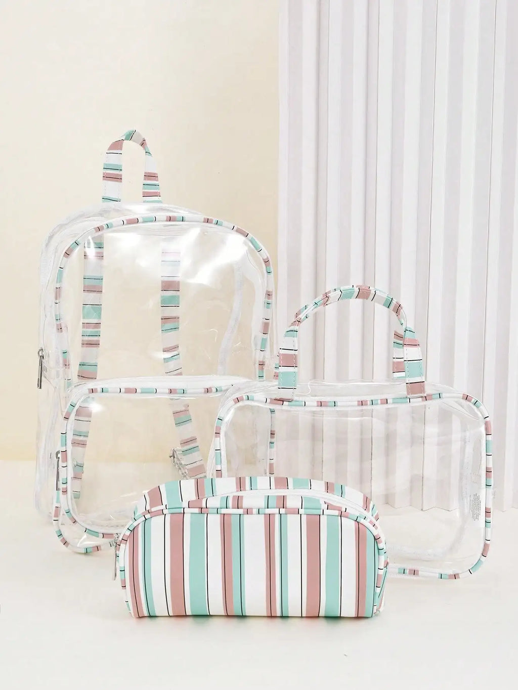 3 In One Clear Backpack Set Heavy Duty Transparent Backpack See Through Backpacks  for School,Clear Lunch Bag and Pencil Case