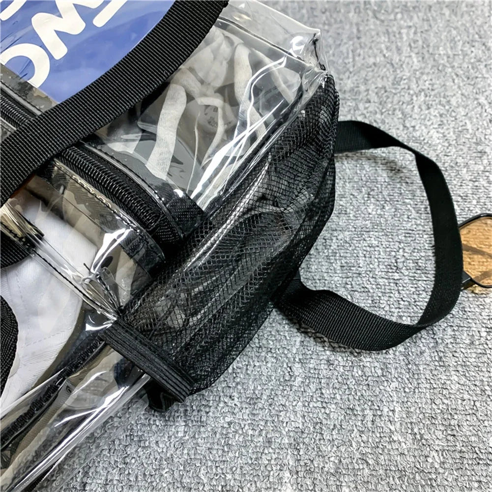 Transparent PVC Laptop Backpack Waterproof Fashion Student Book Bags Unisex Large Capacity Clear Backpack Stadium Approved