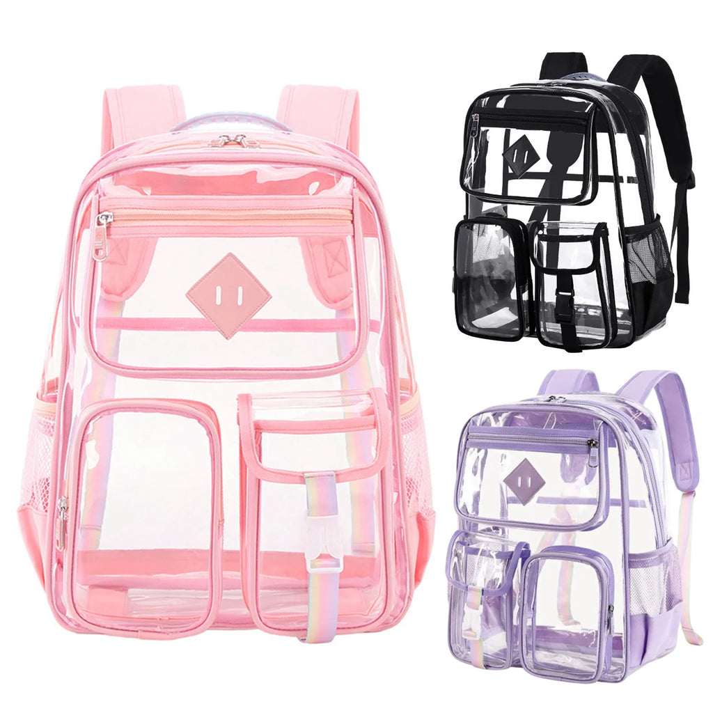 2025 Transparent Backpack Pvc Large Capacity Backpack Waterproof Backpack Outdoor Fitness Sports Visual Backpack Schoolbag