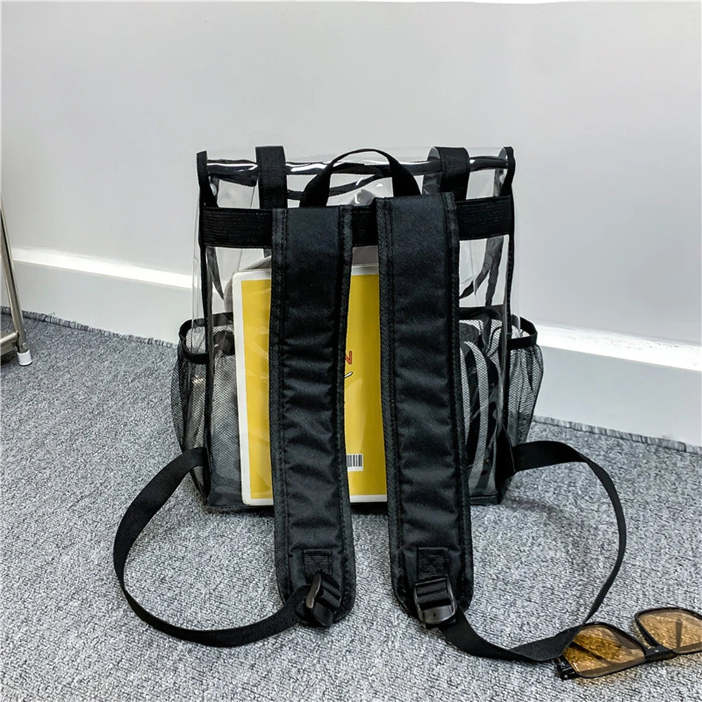 Transparent PVC Women Backpack Solid Color Casual Clear Waterproof Student School Bags Fashion Travel Rucksack for Men Women