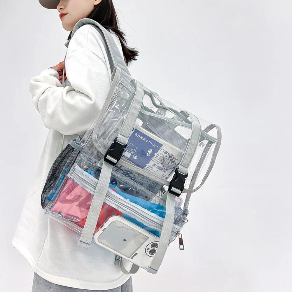 Transparent PVC Women Backpack Solid Color Casual Clear Waterproof Student School Bags Fashion Travel Rucksack for Men Women