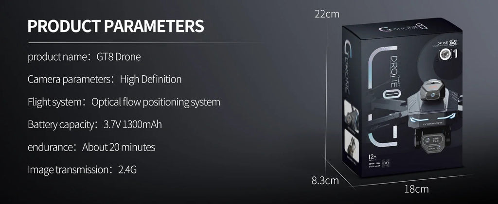 GT8 RC Drone Optical Flow 8K Three Camera Brushless Drone WIFI Electric Charge Display Screen Professional Aerial Drone