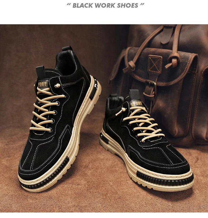 Men Shoes Trend Men Sneakers Suede Leather Slip on Men Loafers 2025 New Comfortable Platform Working Shoes Zapatillas Informales