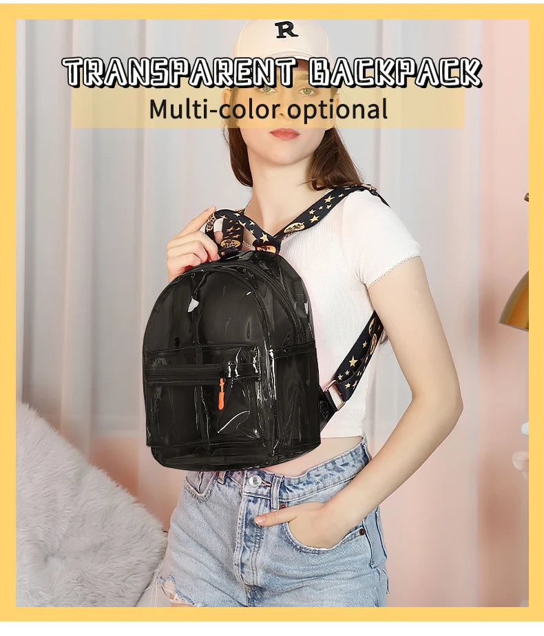 TINTAT Fashion Clear Women Backpack Transparent Mini Cute Backpack Travel School Backpack Student Bag For Girls Child Mochila