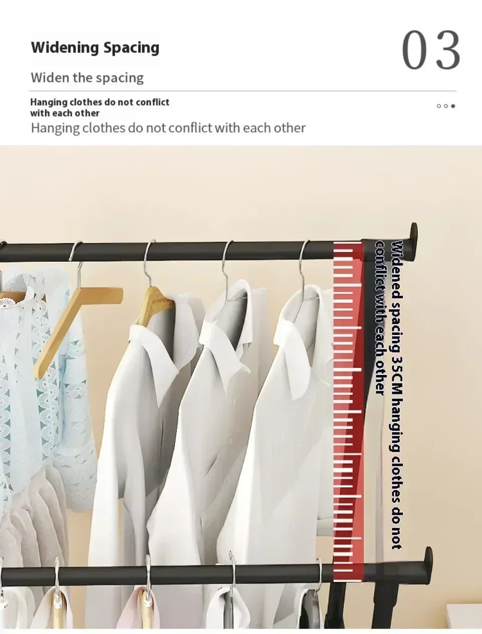 Mobile Clothes Rack Double Clothes Rack Stick Simple Clothes Stand Telescopic Room Floor Hangers Storage Clothes Rack