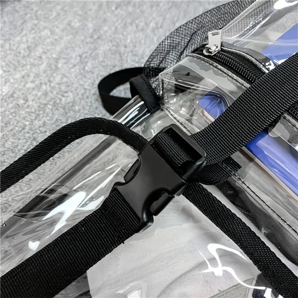 Transparent PVC Laptop Backpack Waterproof Fashion Student Book Bags Unisex Large Capacity Clear Backpack Stadium Approved