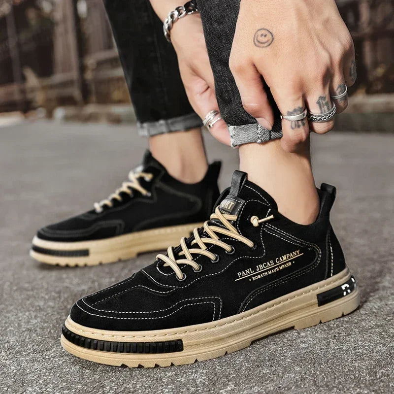 Men Shoes Trend Men Sneakers Suede Leather Slip on Men Loafers 2025 New Comfortable Platform Working Shoes Zapatillas Informales