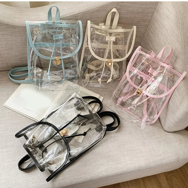 Transparent Backpack Women Messenger Bags PVC School Shoulder Bags Women