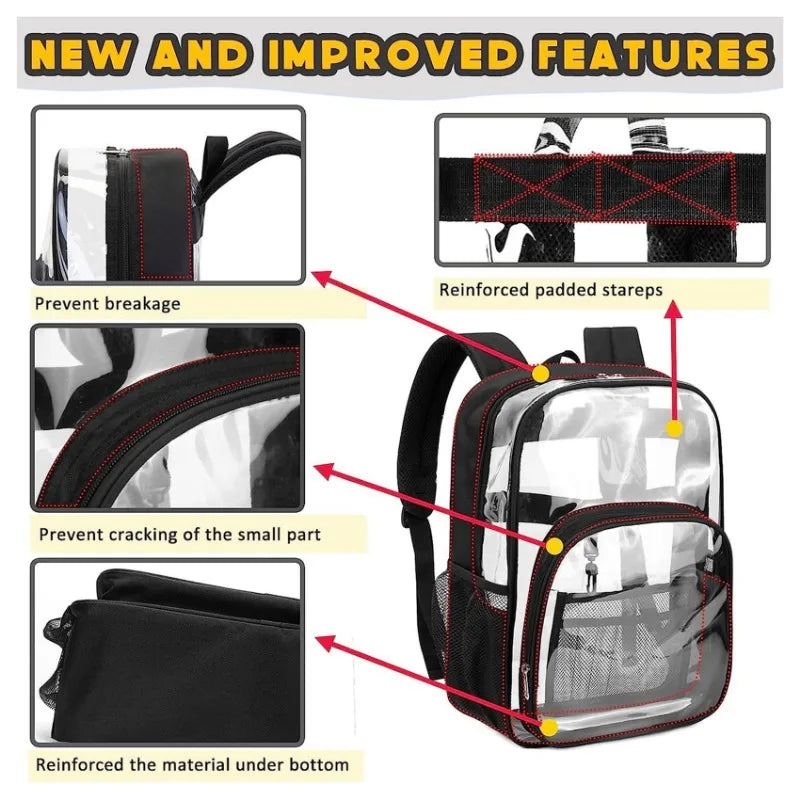 Backpack Waterproof Transparent School Bag Girl Large Capacity Backpack Solid Clear Backpack Men Fashion Transparent Plastic Bag