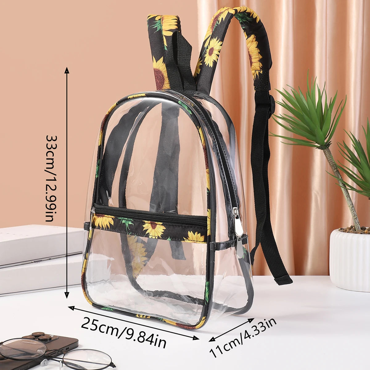 PVC Backpack, Large Capacity Women's Backpack, Children's Backpack Organizer Bag, Transparent Bag, Waterproof and Stain Resistan