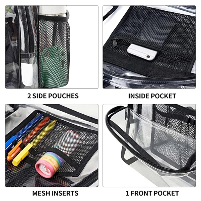 Backpack Waterproof Transparent School Bag Girl Large Capacity Backpack Solid Clear Backpack Men Fashion Transparent Plastic Bag