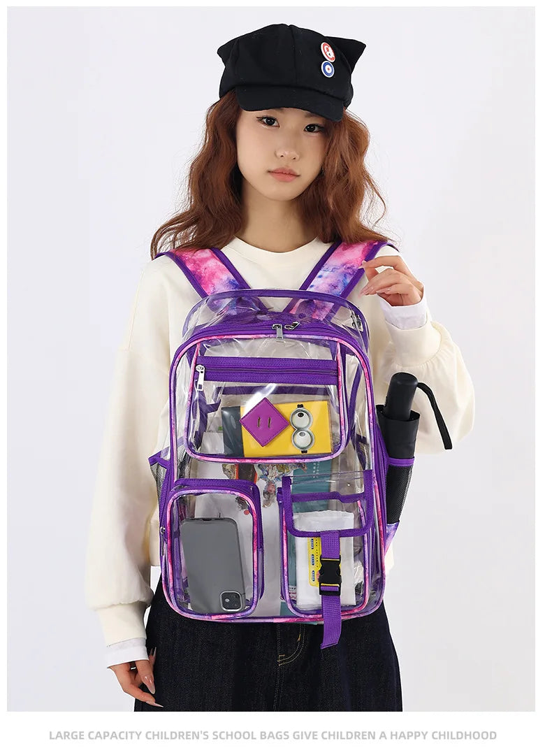 Women's Large Capacity Travel Backpack for Man Waterproof Casual eenagers College School Bag  Clear Backpack