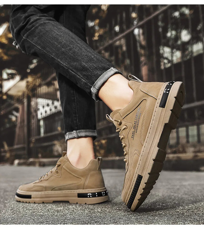 Men Shoes Trend Men Sneakers Suede Leather Slip on Men Loafers 2025 New Comfortable Platform Working Shoes Zapatillas Informales