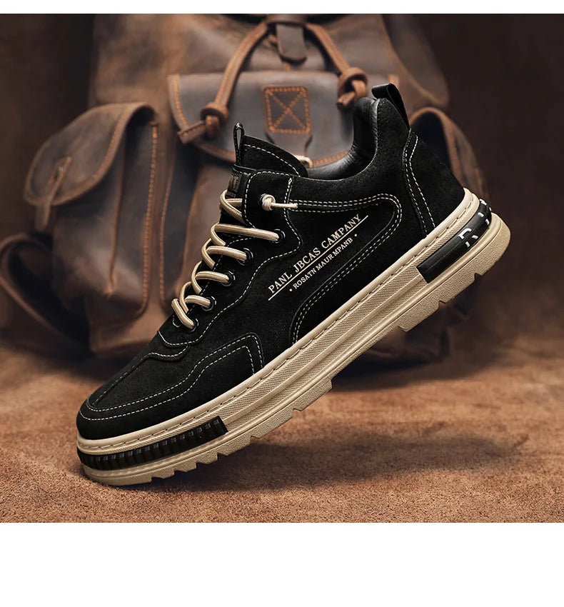 Men Shoes Trend Men Sneakers Suede Leather Slip on Men Loafers 2025 New Comfortable Platform Working Shoes Zapatillas Informales