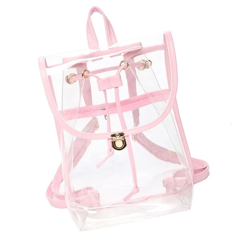 Transparent Backpack Women Messenger Bags PVC School Shoulder Bags Women