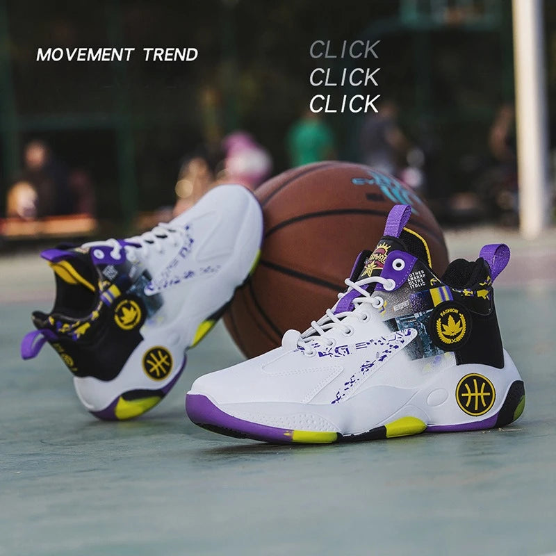 New Fashion Men's Basketball Shoes Trend Men's Sneakers Wear-resistant Comfortable Sports Shoes High Top Anti-slip Running Shoes