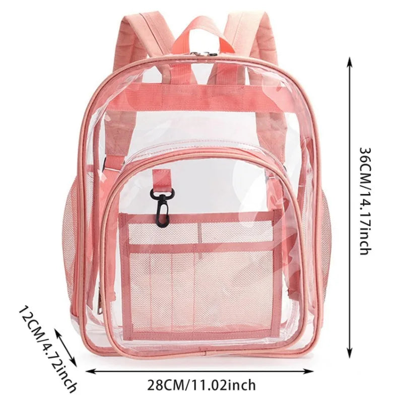 Backpack Waterproof Transparent School Bag Girl Large Capacity Backpack Solid Clear Backpack Men Fashion Transparent Plastic Bag