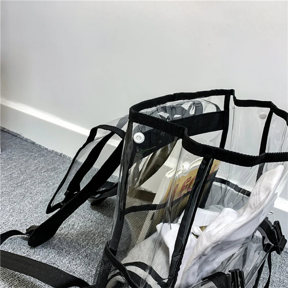 Transparent PVC College Student Rucksack Fashion School Backpack Waterproof Large Capacity See Through Solid Clear Bag for Women