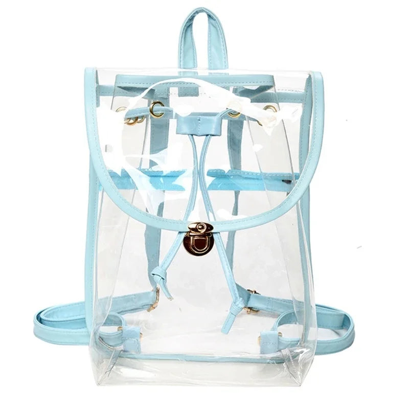 Transparent Backpack Women Messenger Bags PVC School Shoulder Bags Women