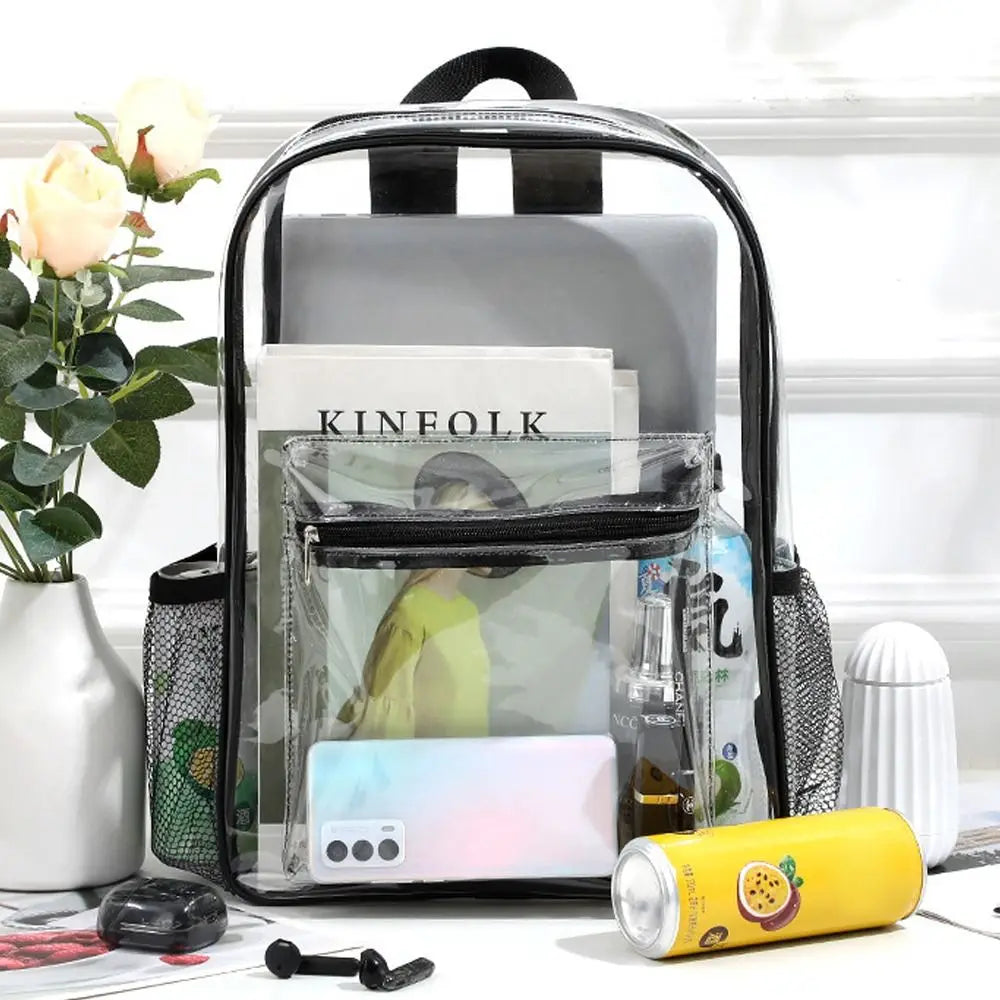 Transparent PVC Outdoor Sports Fitness Knapsack Casual Travel Visible Backpack Large Capacity Waterproof Shoulders Bag