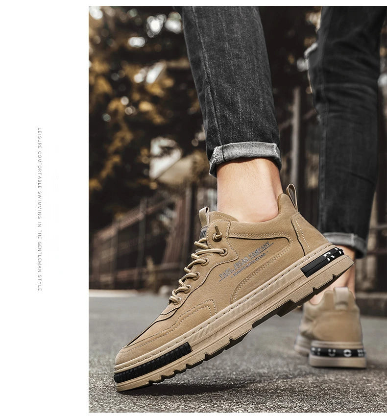 Men Shoes Trend Men Sneakers Suede Leather Slip on Men Loafers 2025 New Comfortable Platform Working Shoes Zapatillas Informales