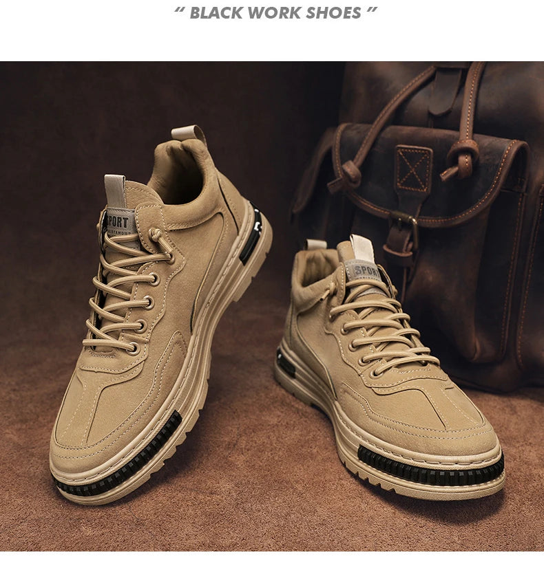 Men Shoes Trend Men Sneakers Suede Leather Slip on Men Loafers 2025 New Comfortable Platform Working Shoes Zapatillas Informales