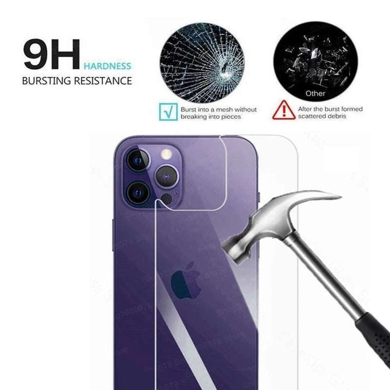 2in1 Back Tempered Glass For iPhone 16 15 14 13 12 Pro Max 15 Plus 15 pro max 16Pro Back Screen Protector With Lens Glass
