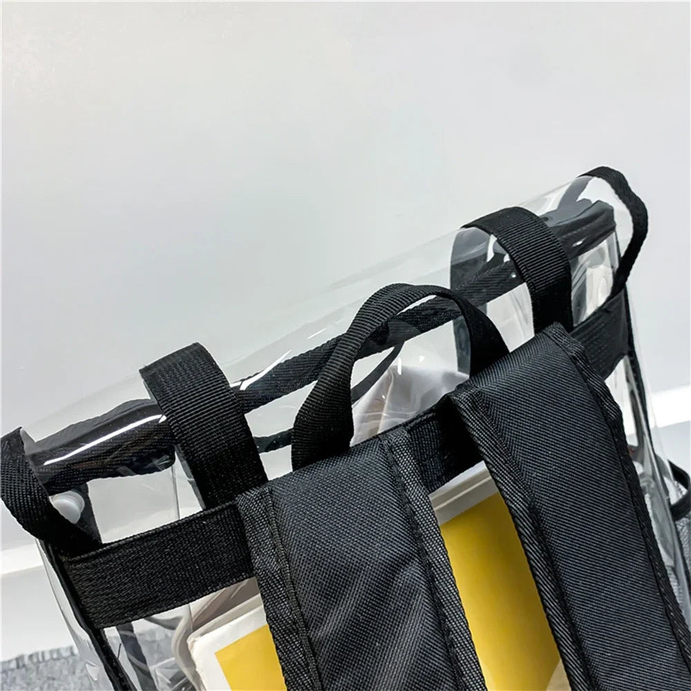 Transparent PVC Laptop Backpack Waterproof Fashion Student Book Bags Unisex Large Capacity Clear Backpack Stadium Approved
