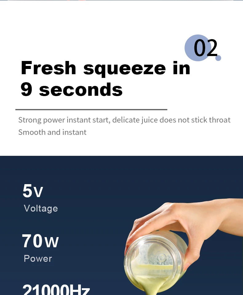 Portable Juicer Cup Smoothie Blender 6 Blade Blender Bottle  Household Fruit Juicer Cup USB Rechargeable Juicer Kitchen Tool