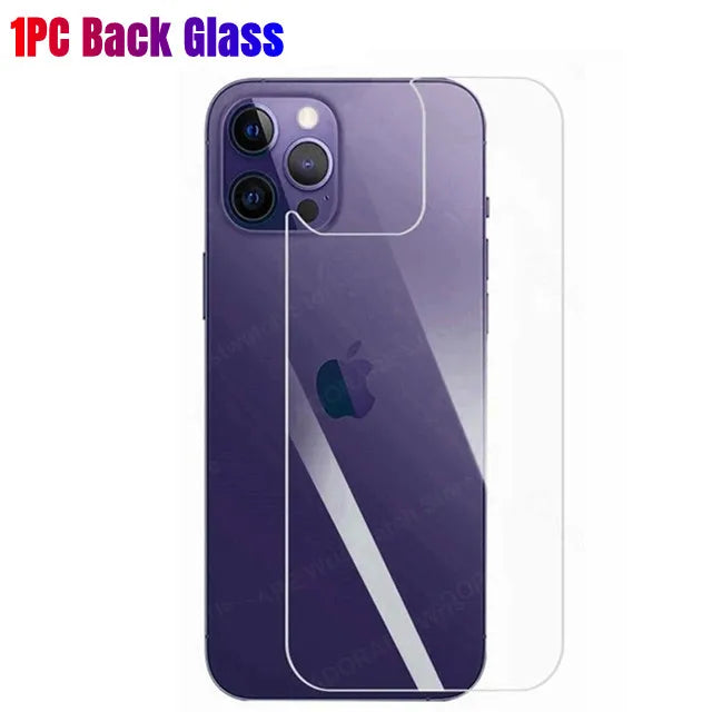 2in1 Back Tempered Glass For iPhone 16 15 14 13 12 Pro Max 15 Plus 15 pro max 16Pro Back Screen Protector With Lens Glass