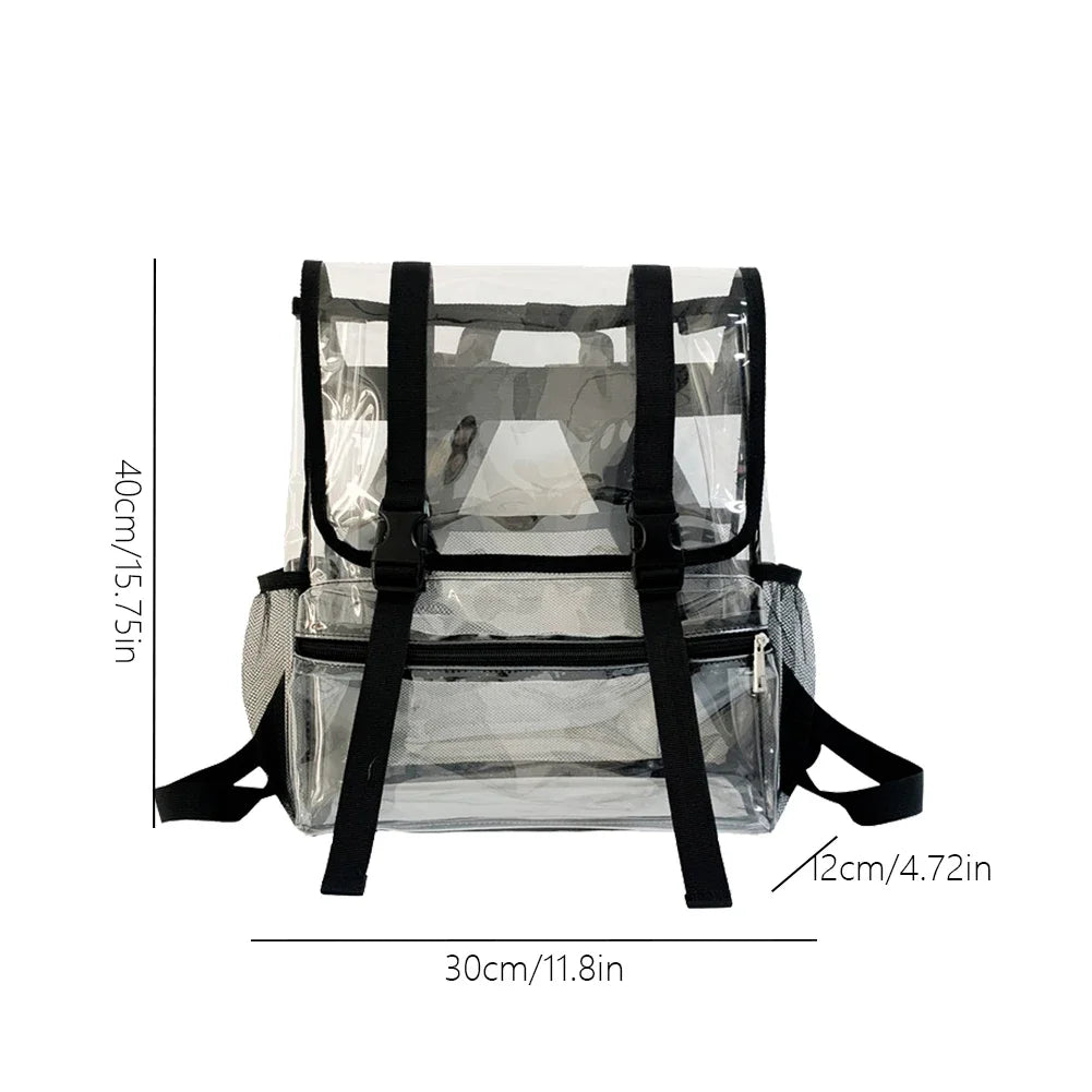 Transparent PVC Laptop Backpack Waterproof Fashion Student Book Bags Unisex Large Capacity Clear Backpack Stadium Approved