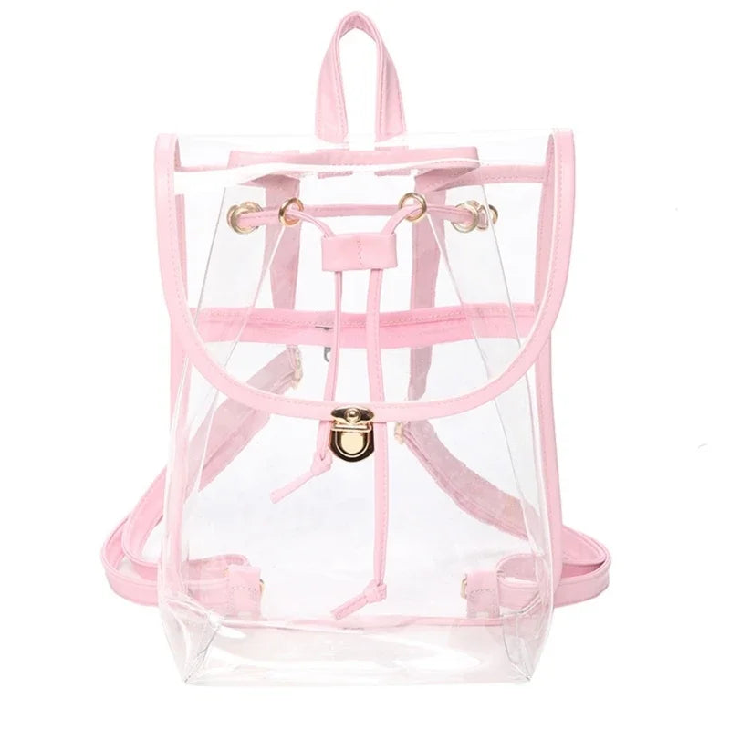 Transparent Backpack Women Messenger Bags PVC School Shoulder Bags Women