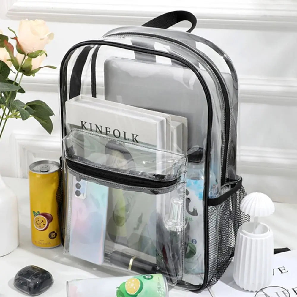 Transparent PVC Outdoor Sports Fitness Knapsack Casual Travel Visible Backpack Large Capacity Waterproof Shoulders Bag