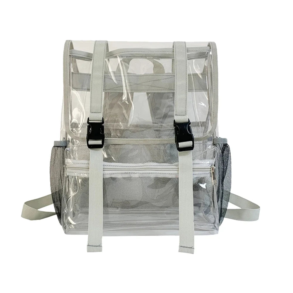 Transparent PVC Laptop Backpack Waterproof Fashion Student Book Bags Unisex Large Capacity Clear Backpack Stadium Approved