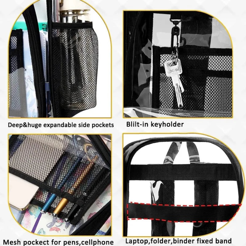 Backpack Waterproof Transparent School Bag Girl Large Capacity Backpack Solid Clear Backpack Men Fashion Transparent Plastic Bag